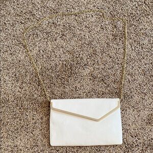 Henri Bendel White and Gold Clutch with Chain Strap